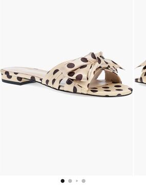 Pelle Moda Light Gold & Black Polka Dot Slide Sandals and Bow